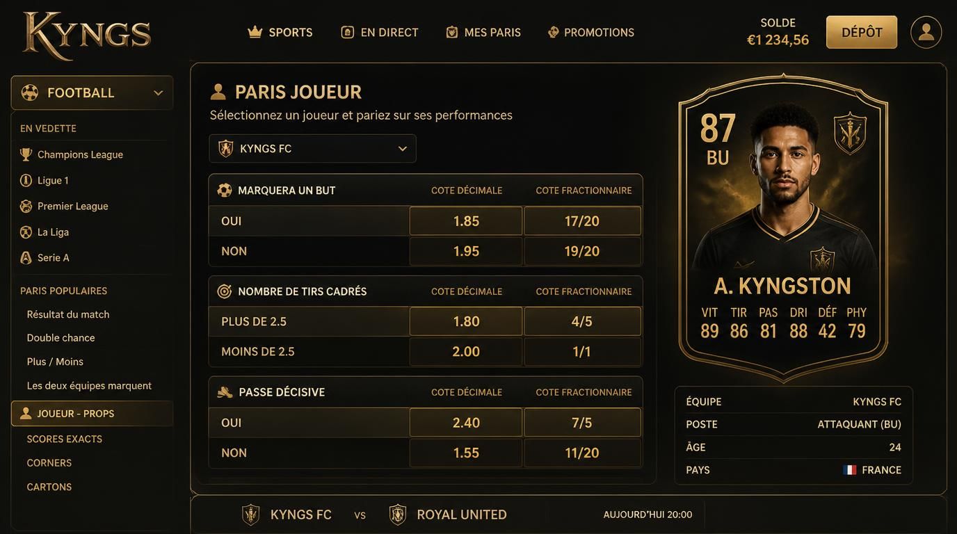 Joueur marquant à la 88ᔠminute, tirs cadrés, passe décisive sur écran de paris